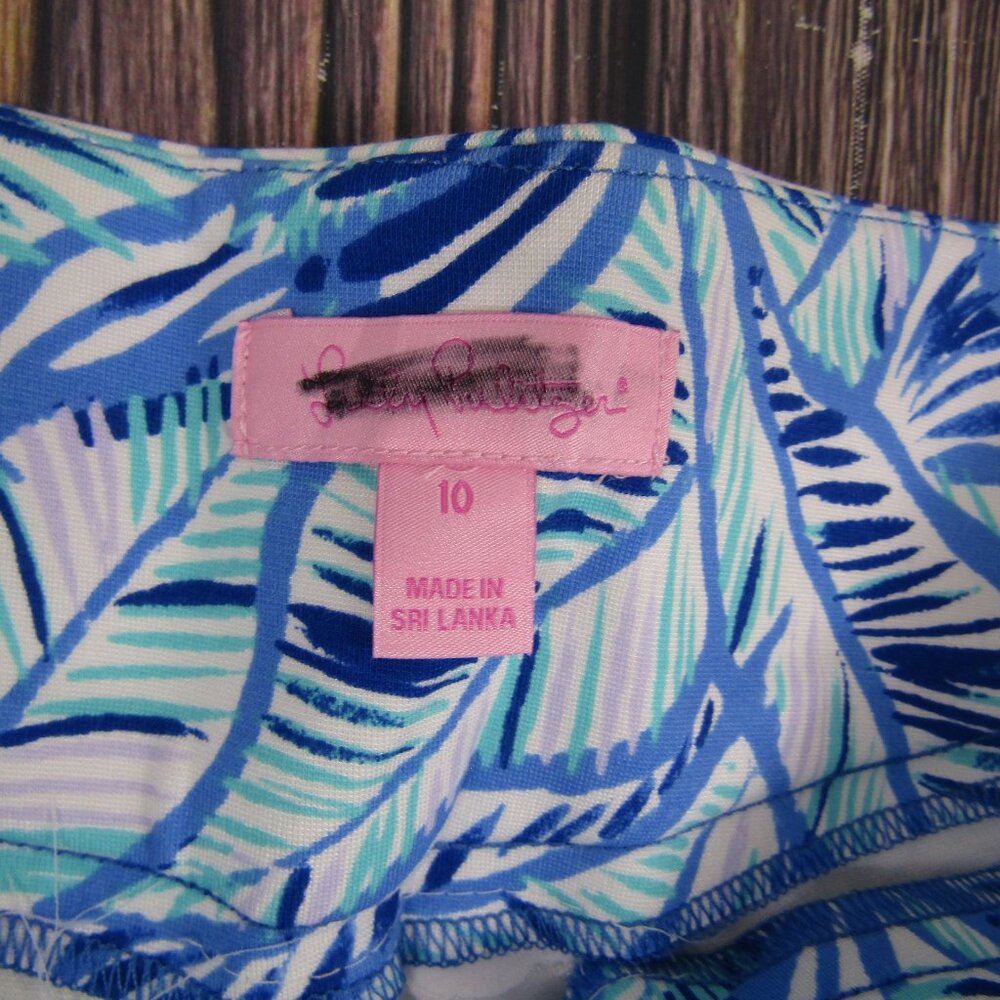 Lilly Pulitzer Blue and Purple Leaf Print Shorts - Picture 3 of 7